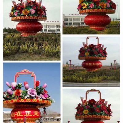玻璃钢花篮雕塑 广场花篮雕塑 景观花篮雕塑制作厂家